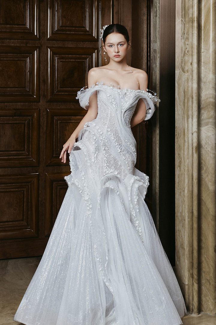 Off-The-Shoulder Embellished Bodice with Mermaid Dress