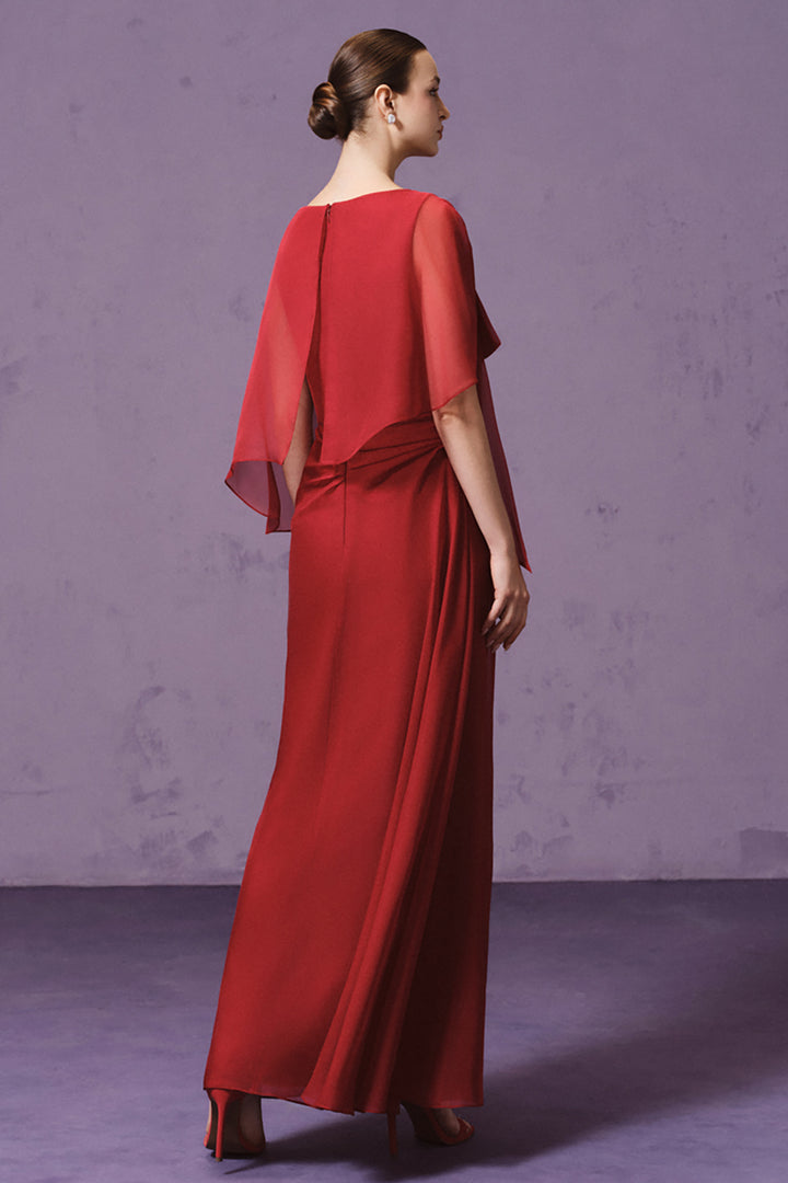 Asymmetrical Draped Embellished Dress