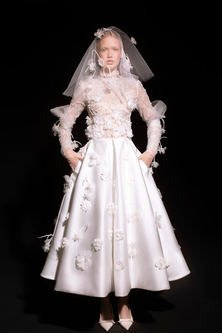 Two-Piece Wedding Dress with Floral Appliqués