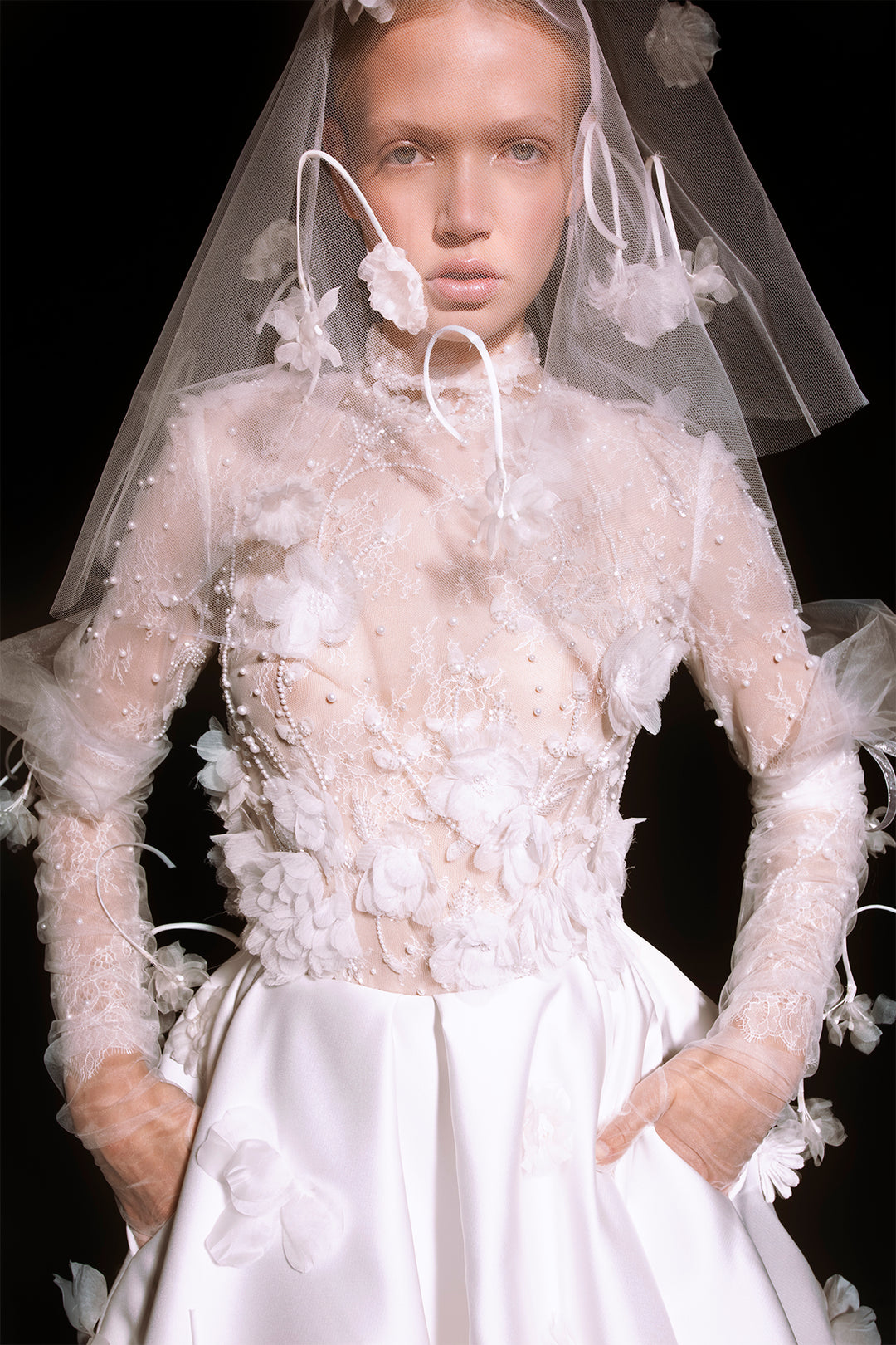 Two-Piece Wedding Dress with Floral Appliqués