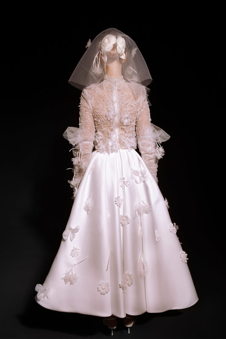 Two-Piece Wedding Dress with Floral Appliqués