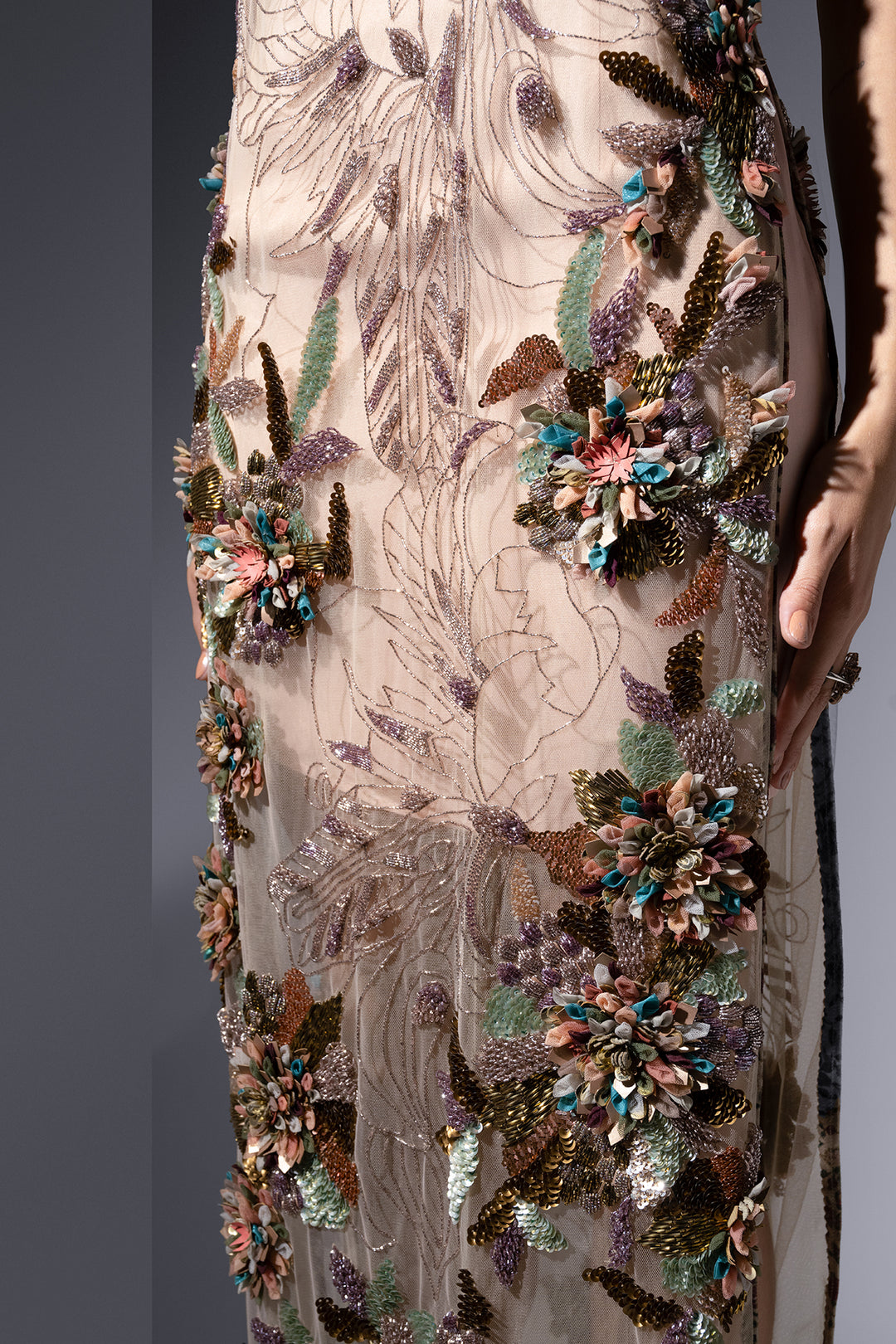 Sequin and Bead Tulle Dress – M.R DESIGN