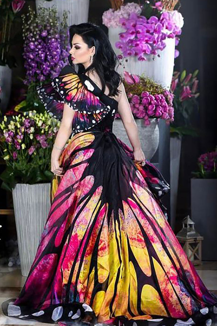 Asymmetrical Mermaid Embroidered Dress