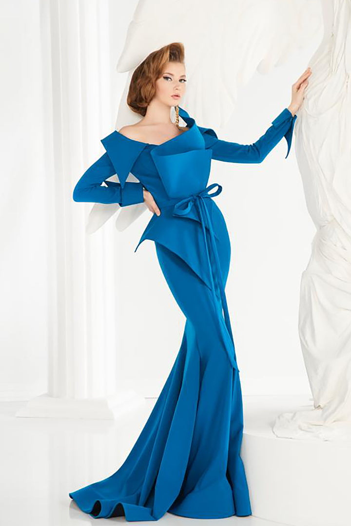 Draped Bust Mermaid Crepe Dress