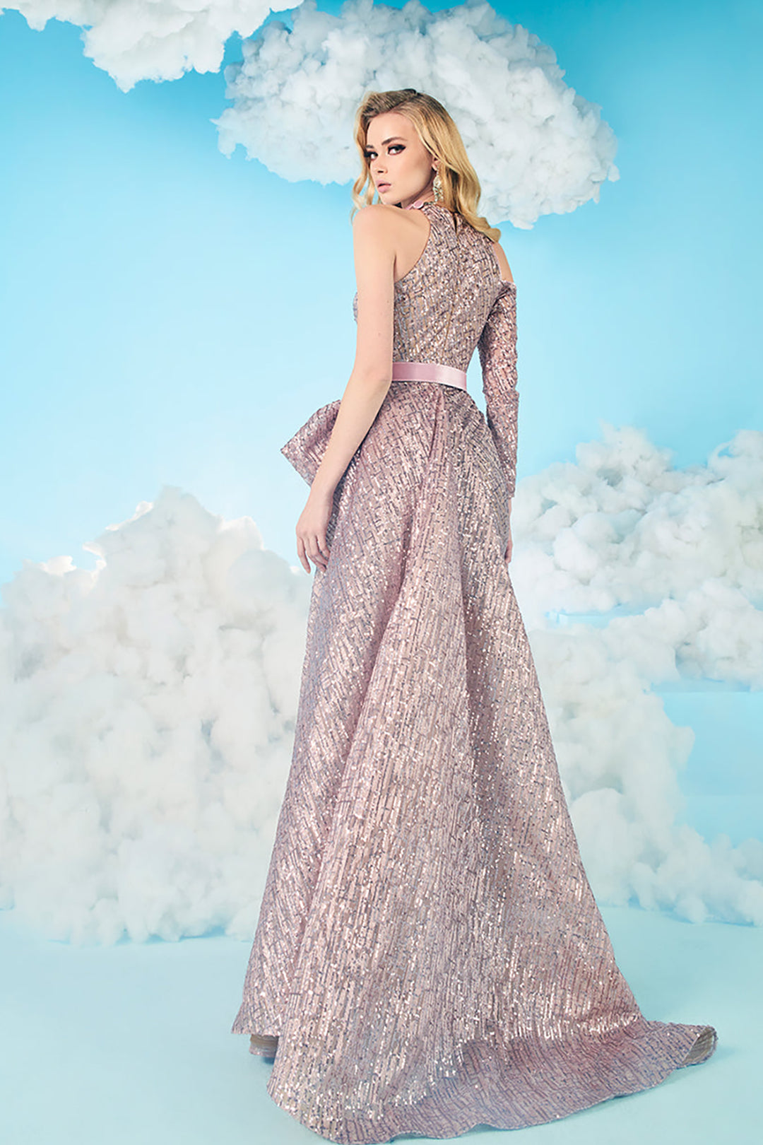 Flared Dress with Sleeves and Belt