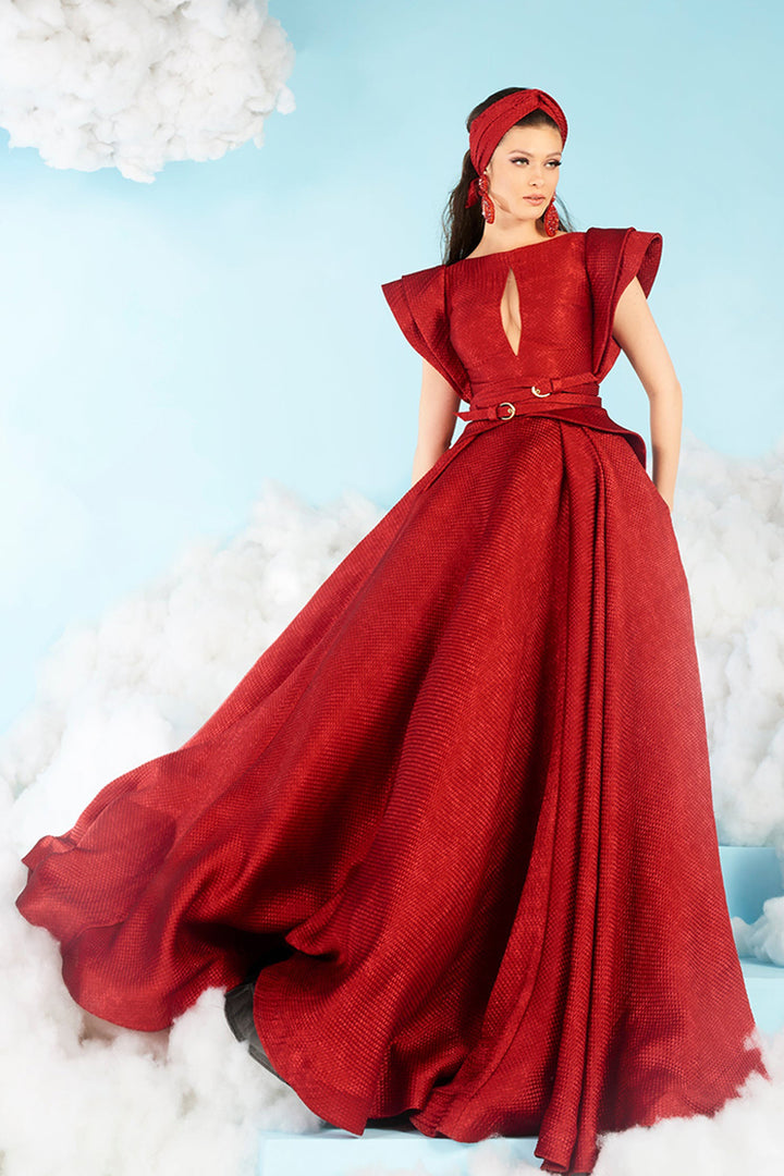 A-Line Dress with Sculpted Shoulders