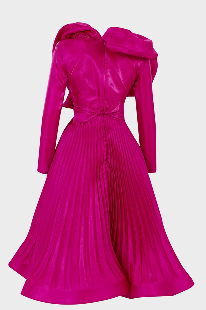 Tafta Ramaje Short Dress with V-Neckline