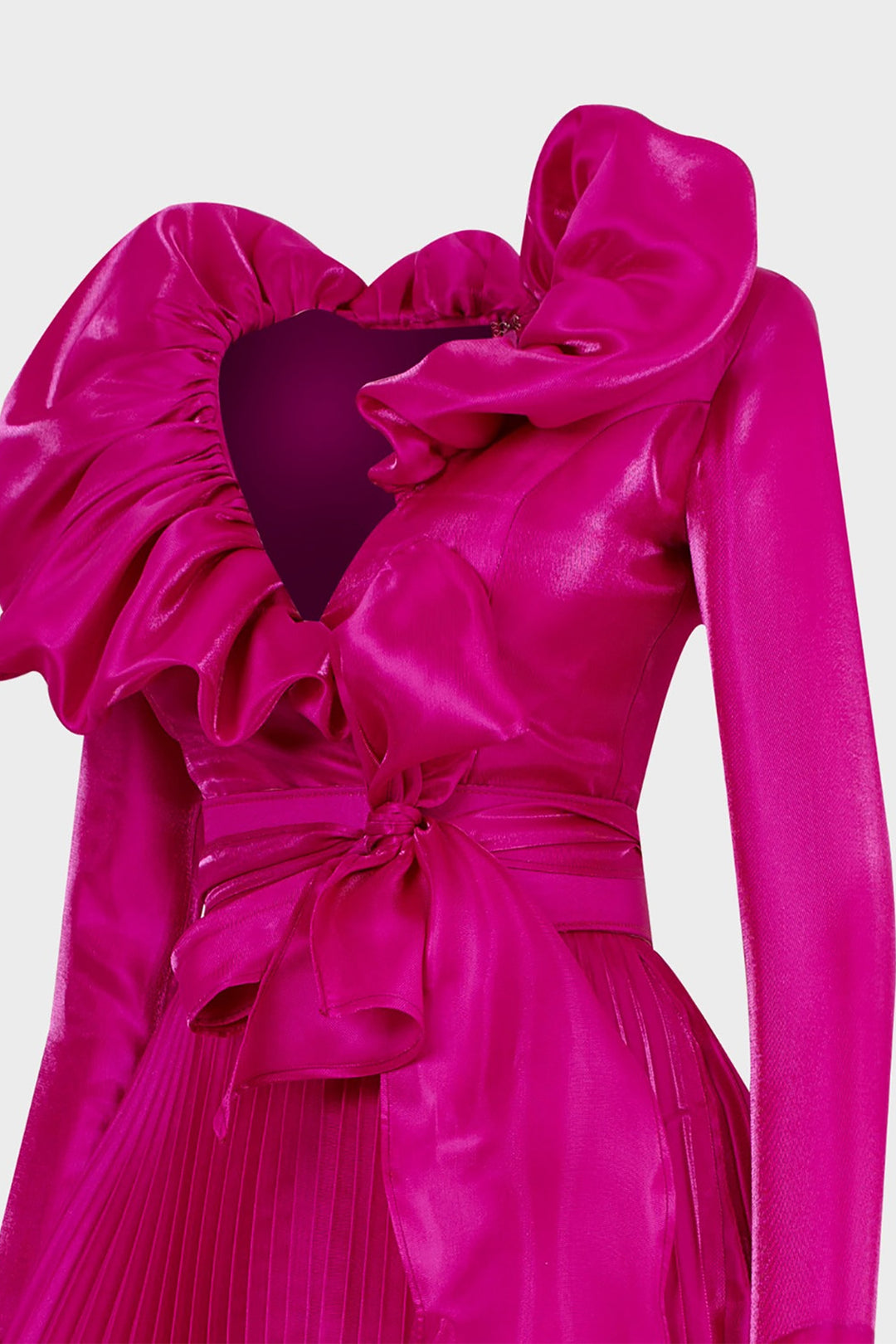 Tafta Ramaje Short Dress with V-Neckline