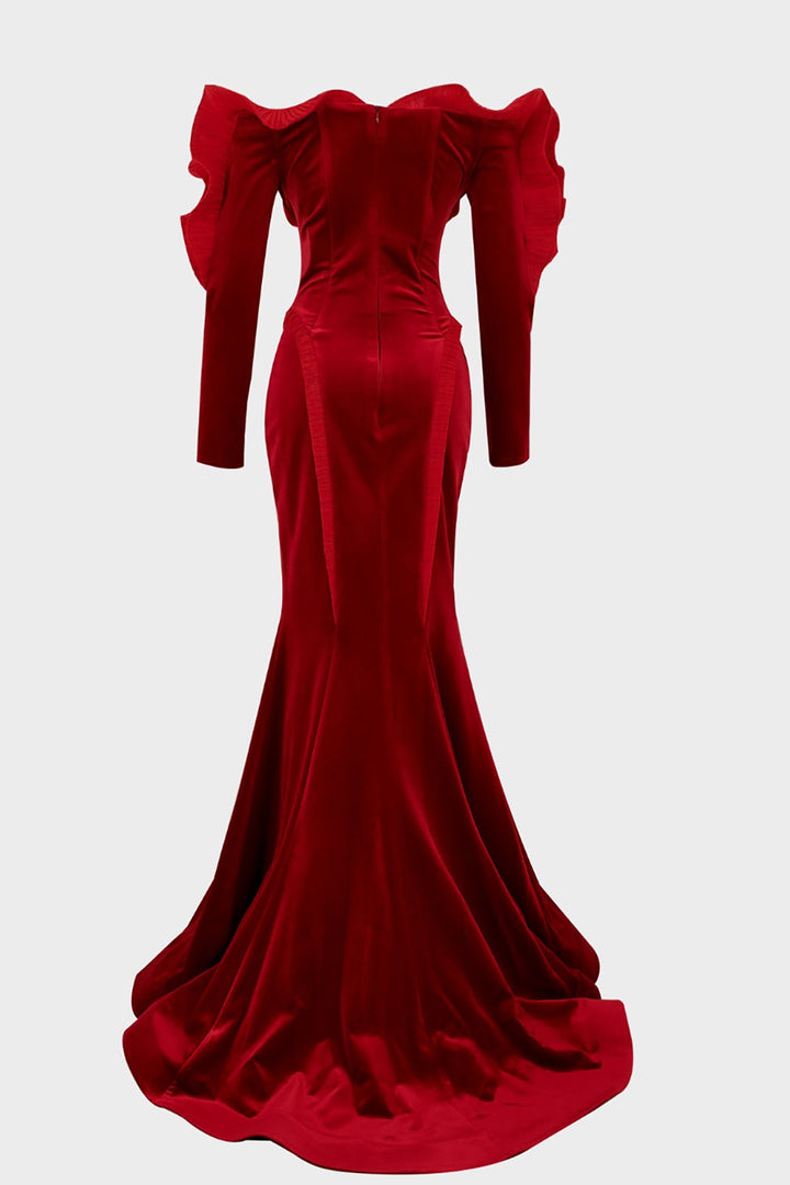 Velvet Off-The-Shoulder Mermaid Dress
