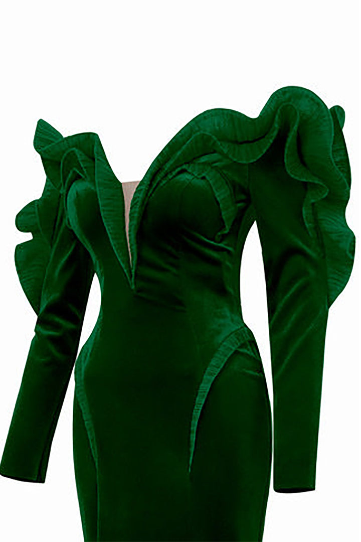 Velvet Off-The-Shoulder Mermaid Dress