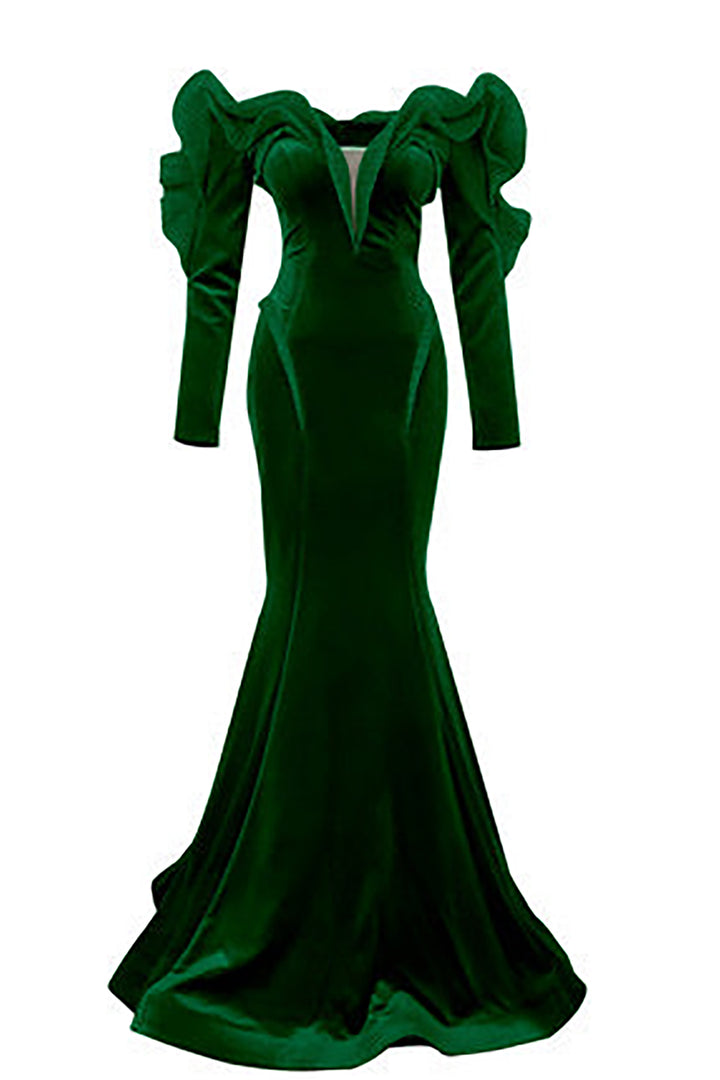 Velvet Off-The-Shoulder Mermaid Dress