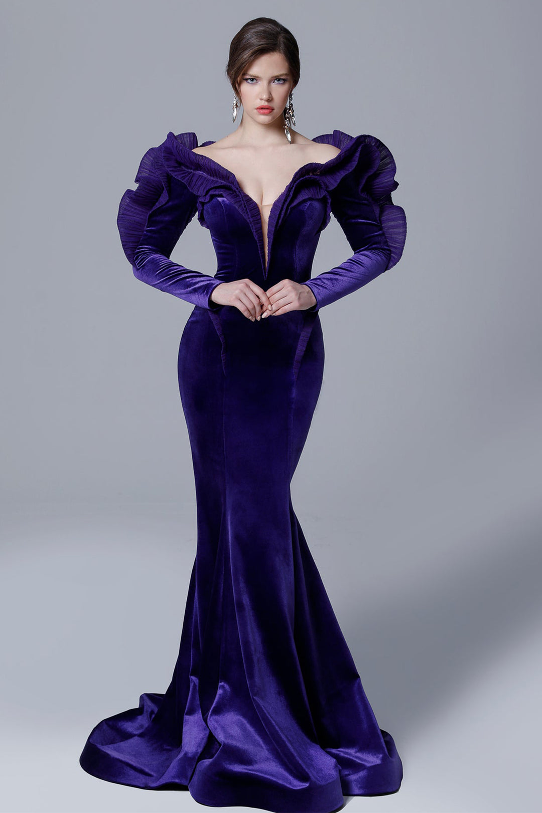 Velvet Off-The-Shoulder Mermaid Dress