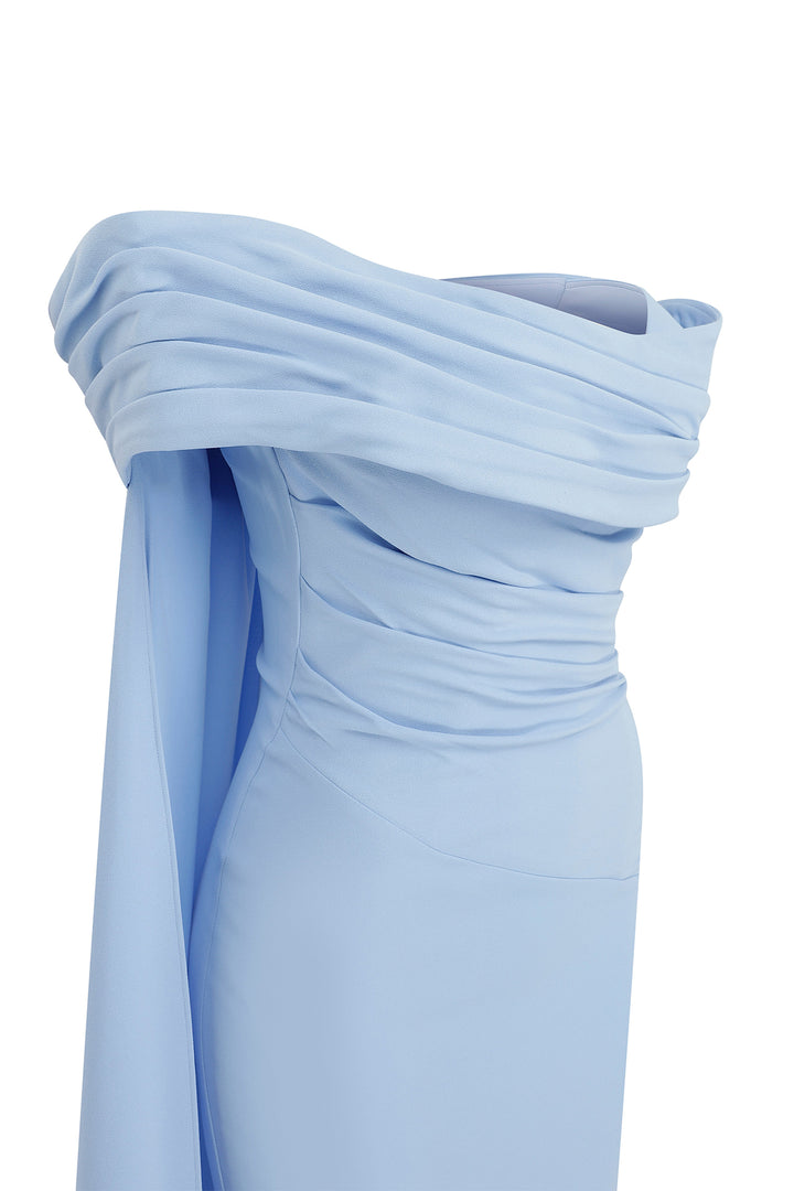 Crepe And Chiffon Strapless Dress