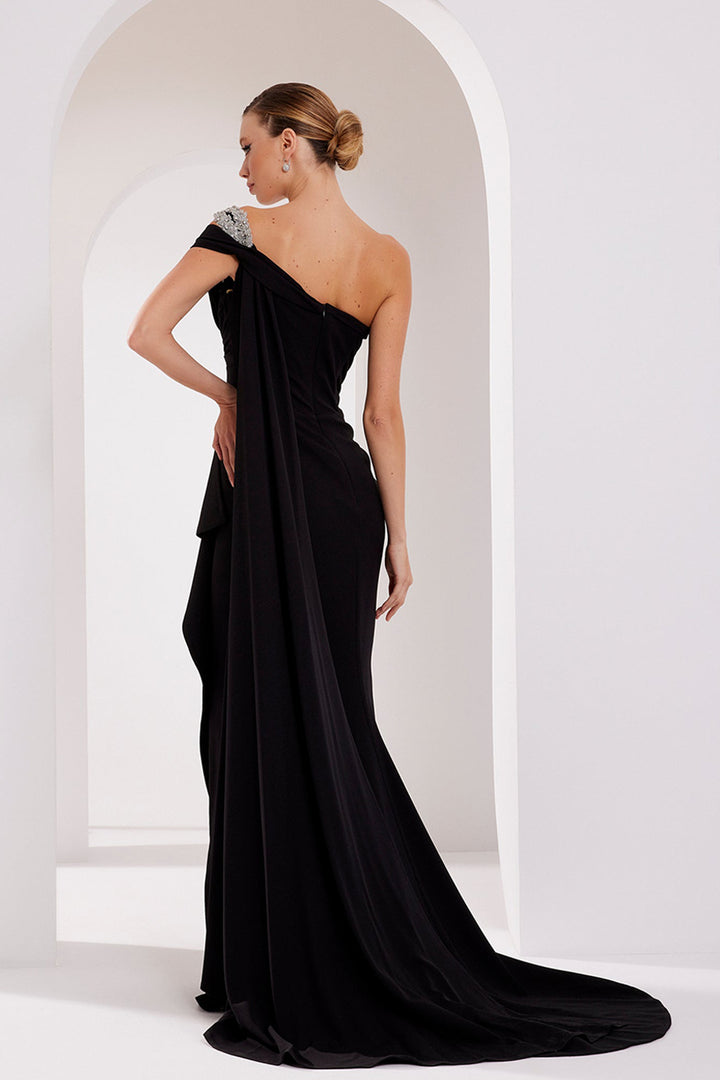 Crepe And Chiffon Strapless Dress