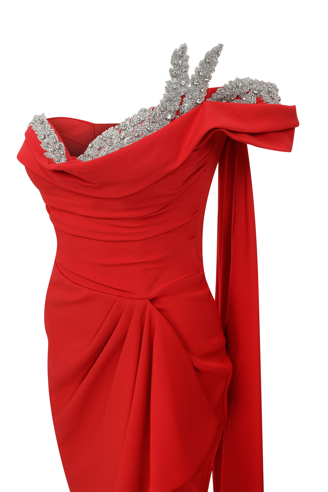 Crepe And Chiffon Strapless Dress