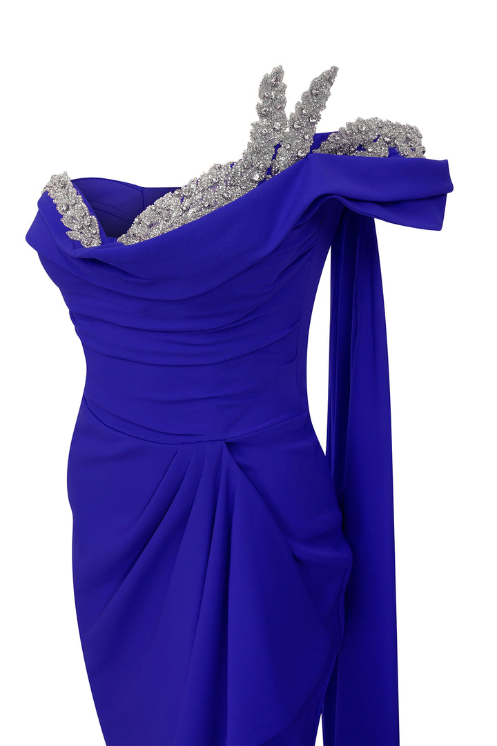 Crepe And Chiffon Strapless Dress