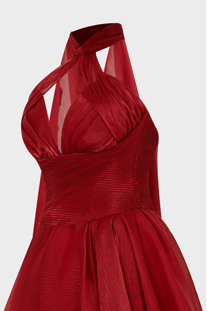 Grecian Organza-Plissé Dress