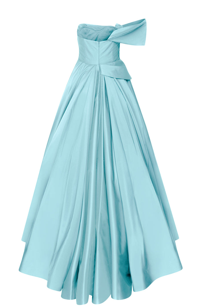 Strapless Tafta Dress with Draped Waist