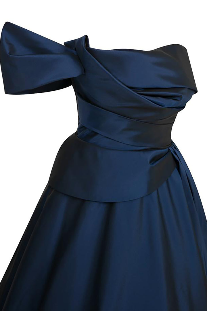 Strapless Tafta Dress with Draped Waist