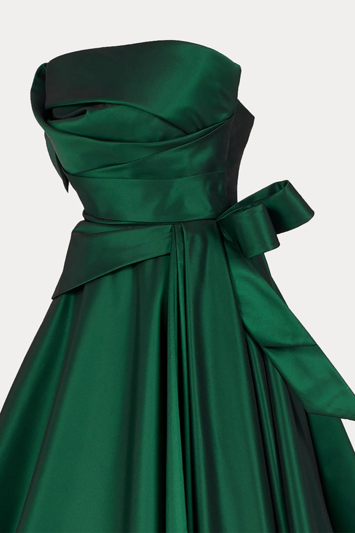 Strapless Tafta Dress with Draped Waist