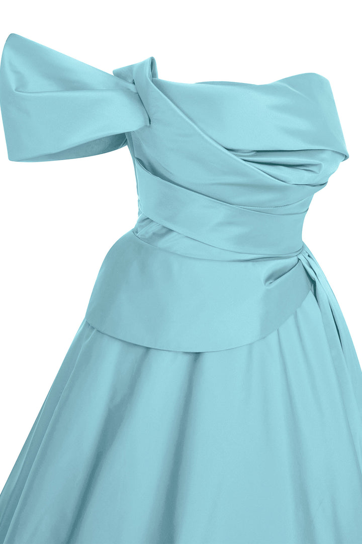 Strapless Tafta Dress with Draped Waist