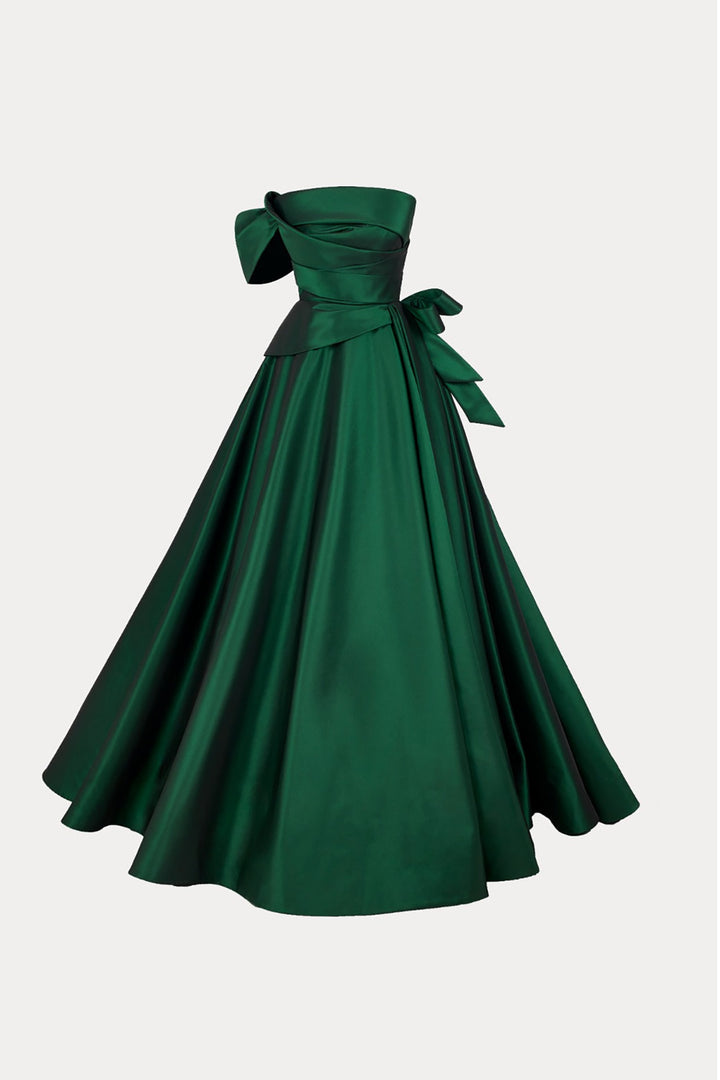 Strapless Tafta Dress with Draped Waist