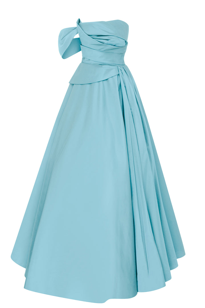 Strapless Tafta Dress with Draped Waist