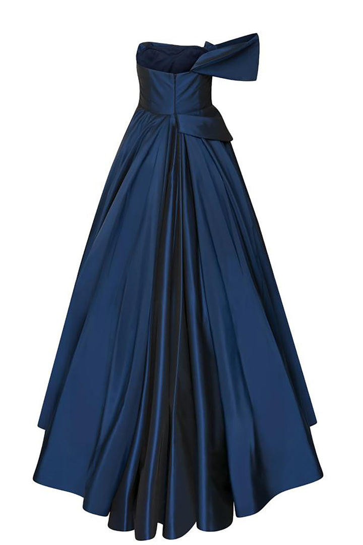Strapless Tafta Dress with Draped Waist
