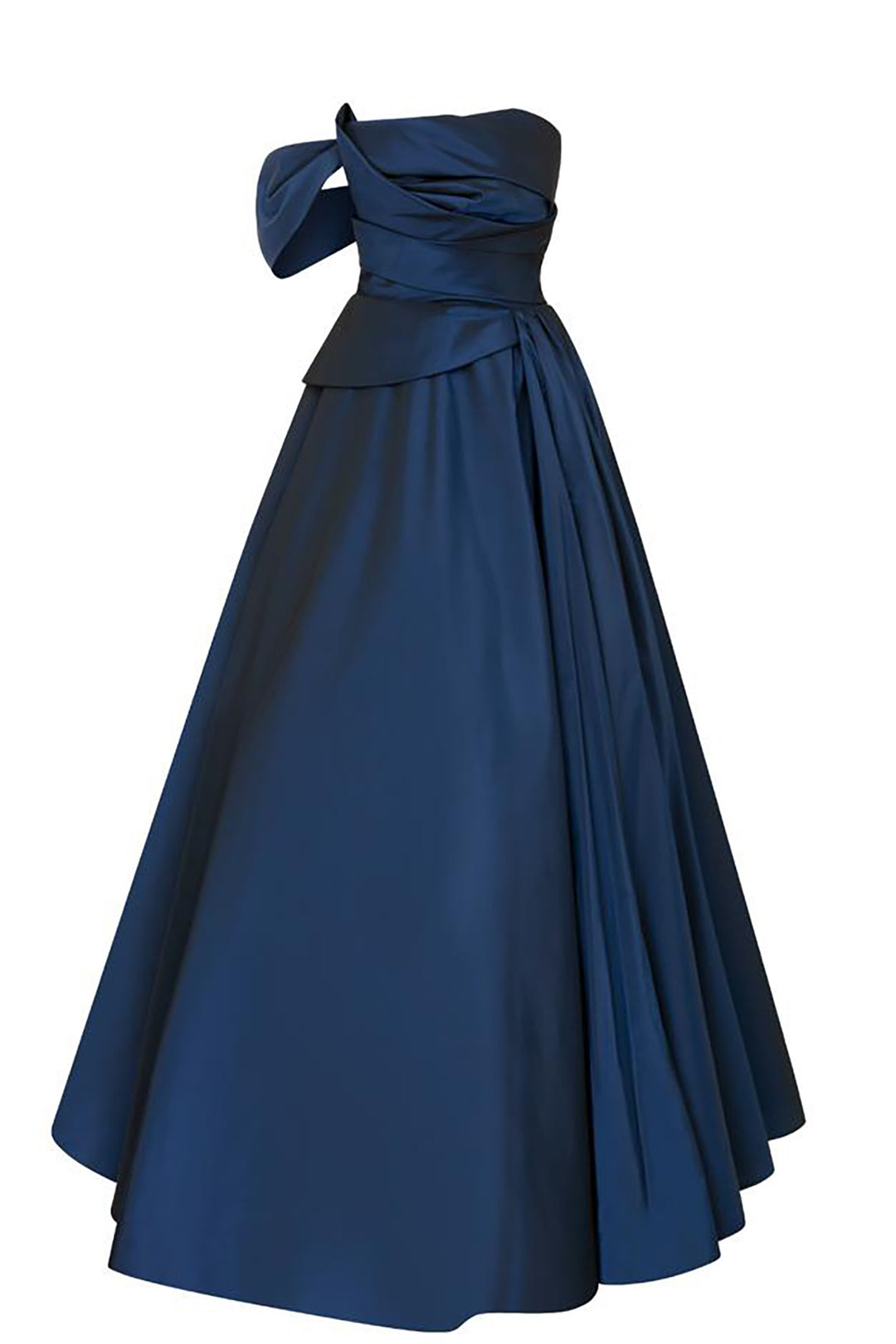 Strapless Tafta Dress with Draped Waist