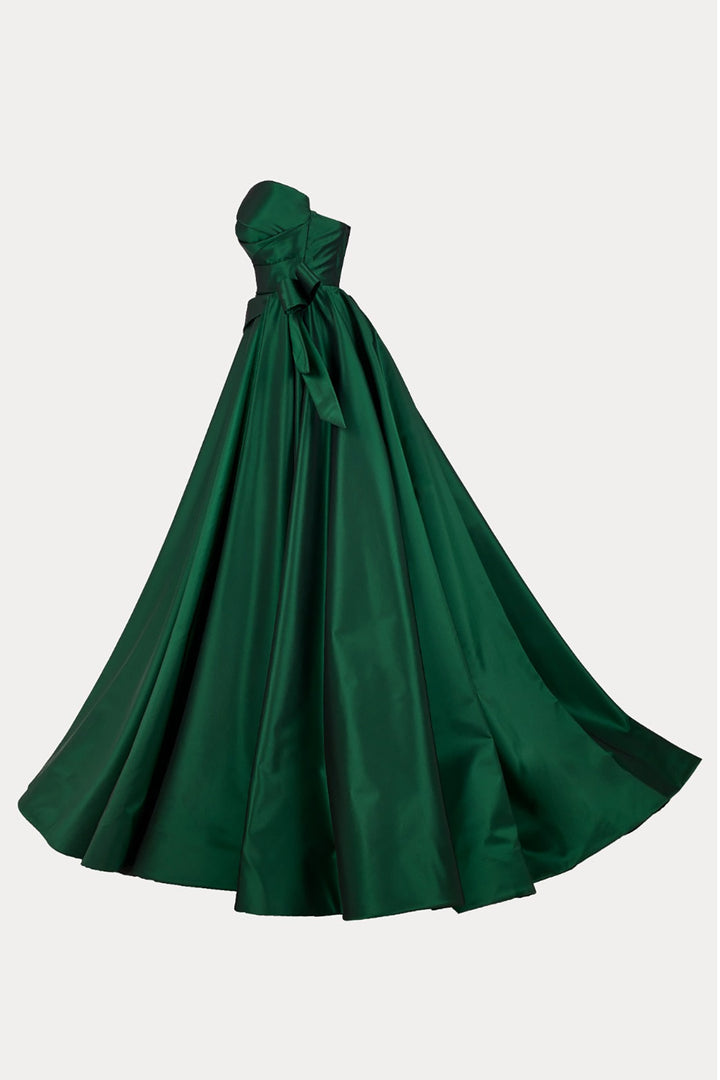 Strapless Tafta Dress with Draped Waist