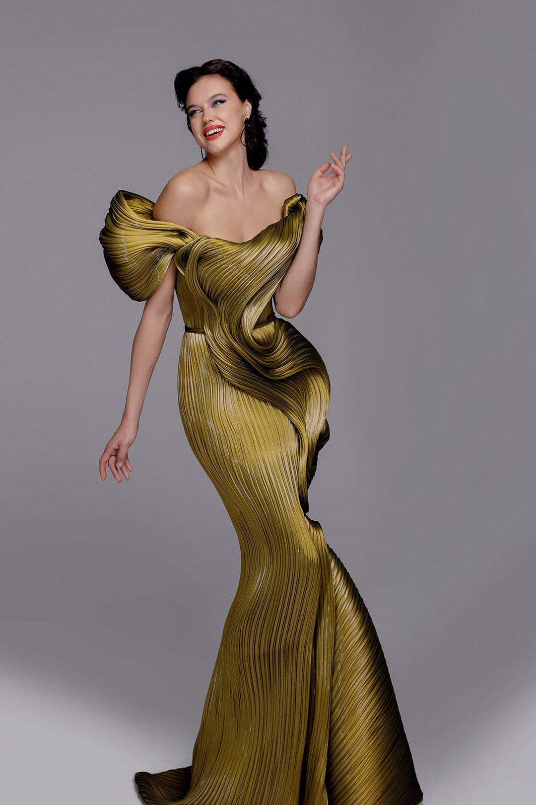 Strapless Mermaid Dress with Drapes