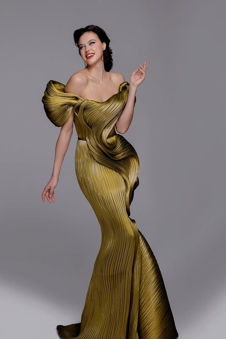 Strapless Mermaid Dress with Drapes