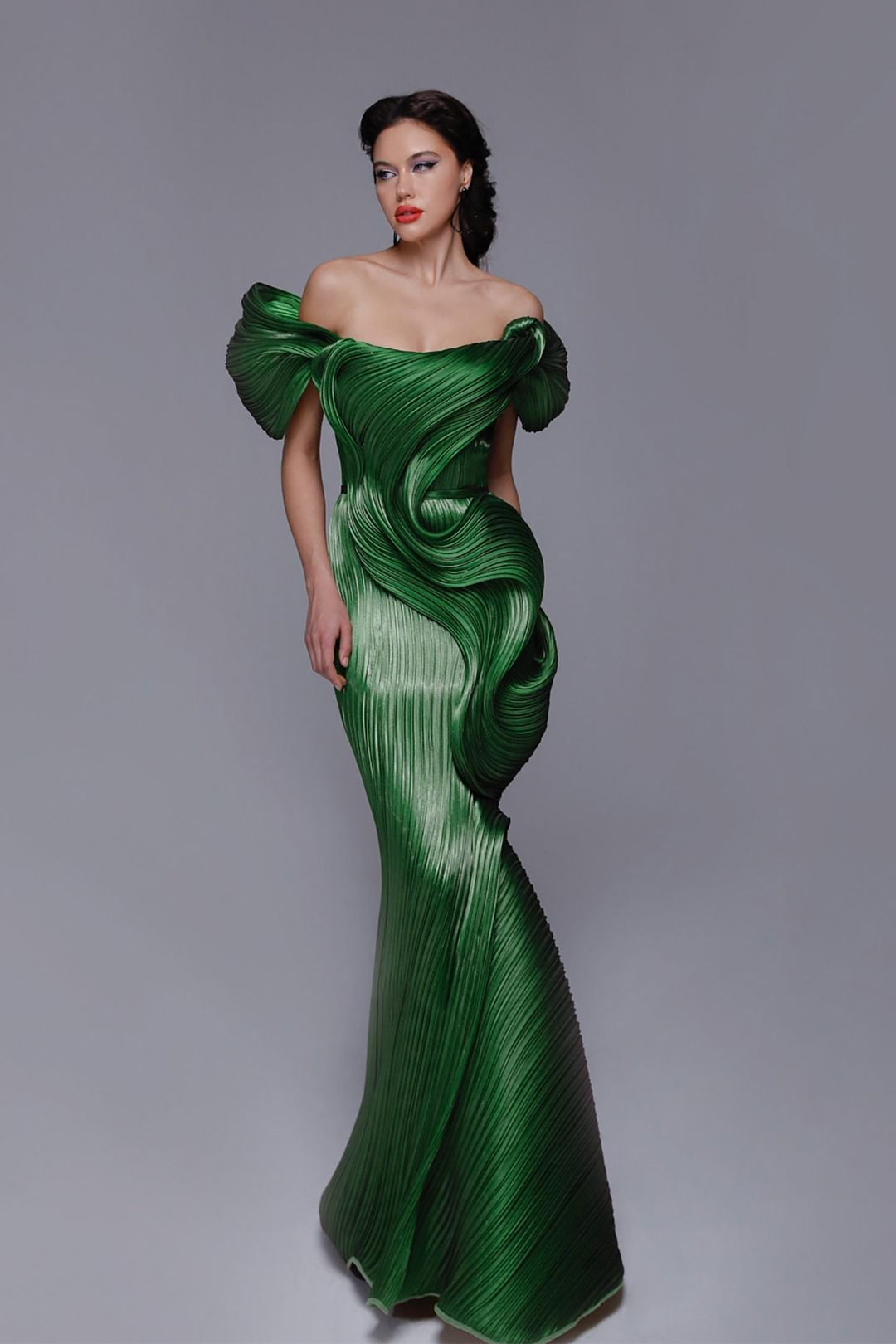 Strapless Mermaid Dress with Drapes