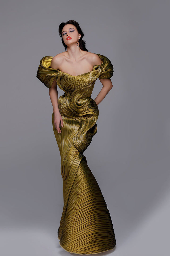 Strapless Mermaid Dress with Drapes