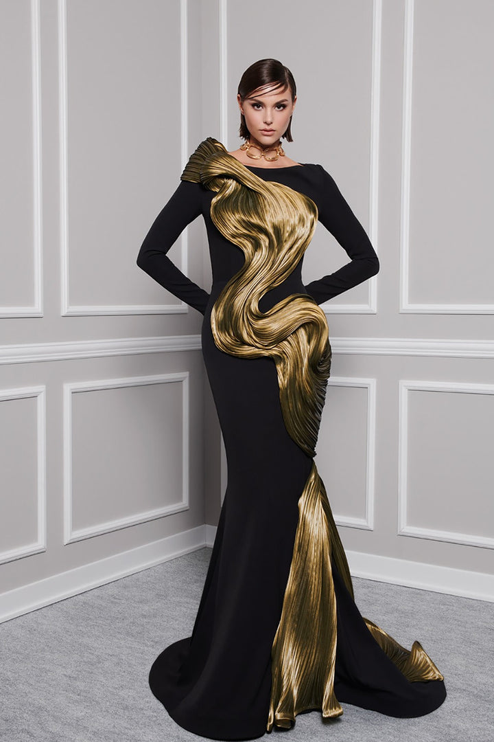 Crepe And Organza Jewel Neckline Mermaid