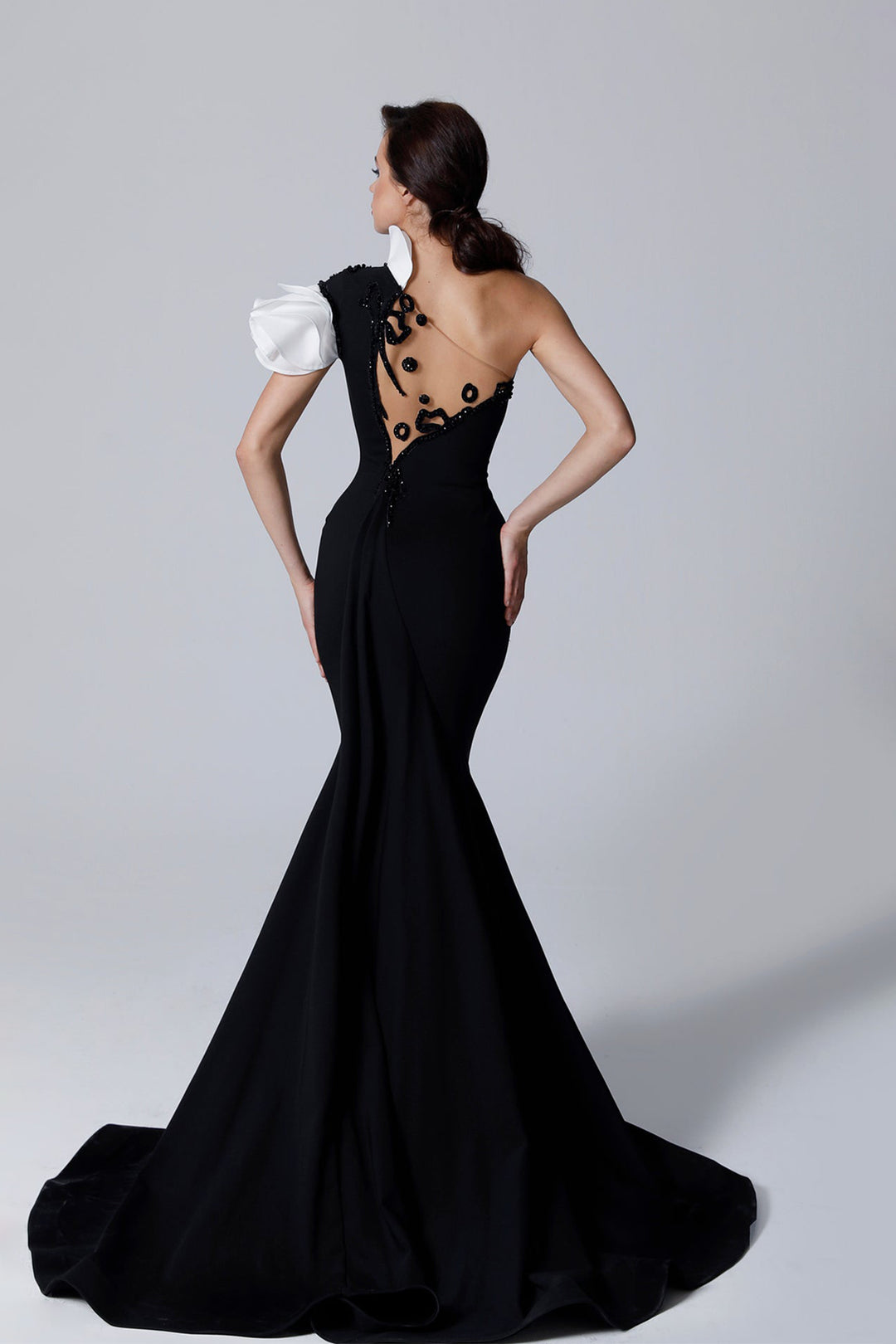 Asymmetrical Mermaid Dress with Embellishments