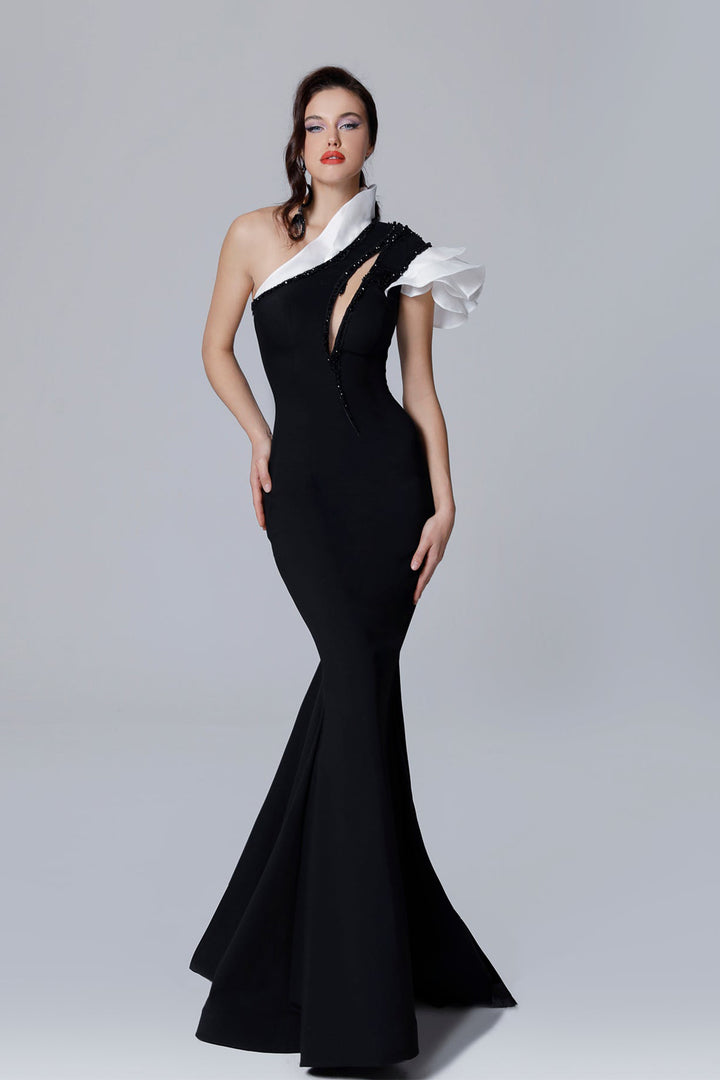 Asymmetrical Mermaid Dress with Embellishments