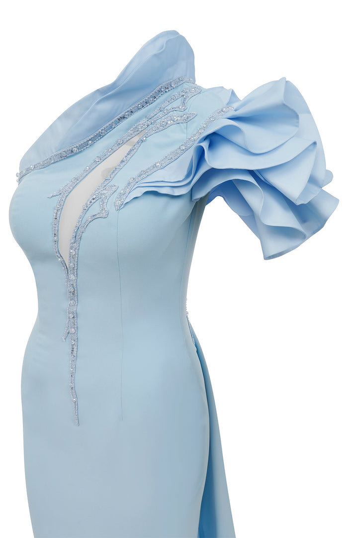 Asymmetrical Mermaid Dress with Tassels