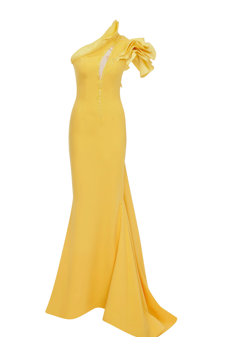 Asymmetrical Mermaid Dress with Tassels