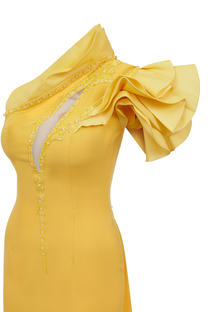 Asymmetrical Mermaid Dress with Tassels