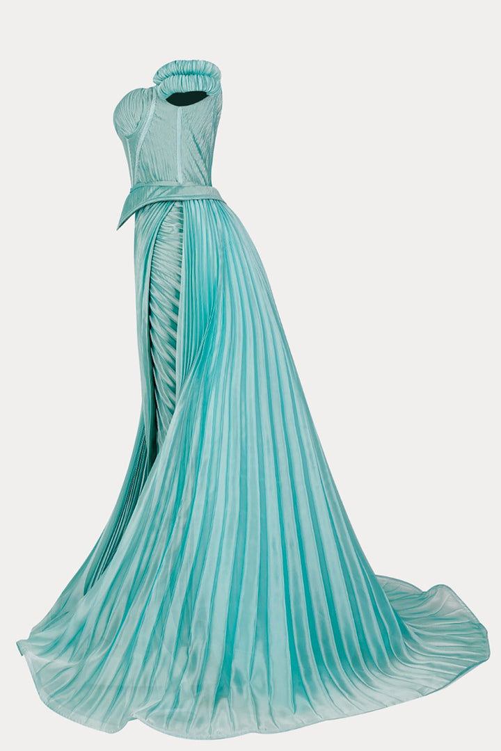 Strapless Roman Chiffon Dress with Corset