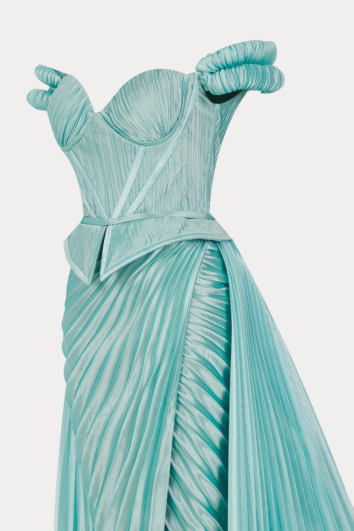 Strapless Roman Chiffon Dress with Corset