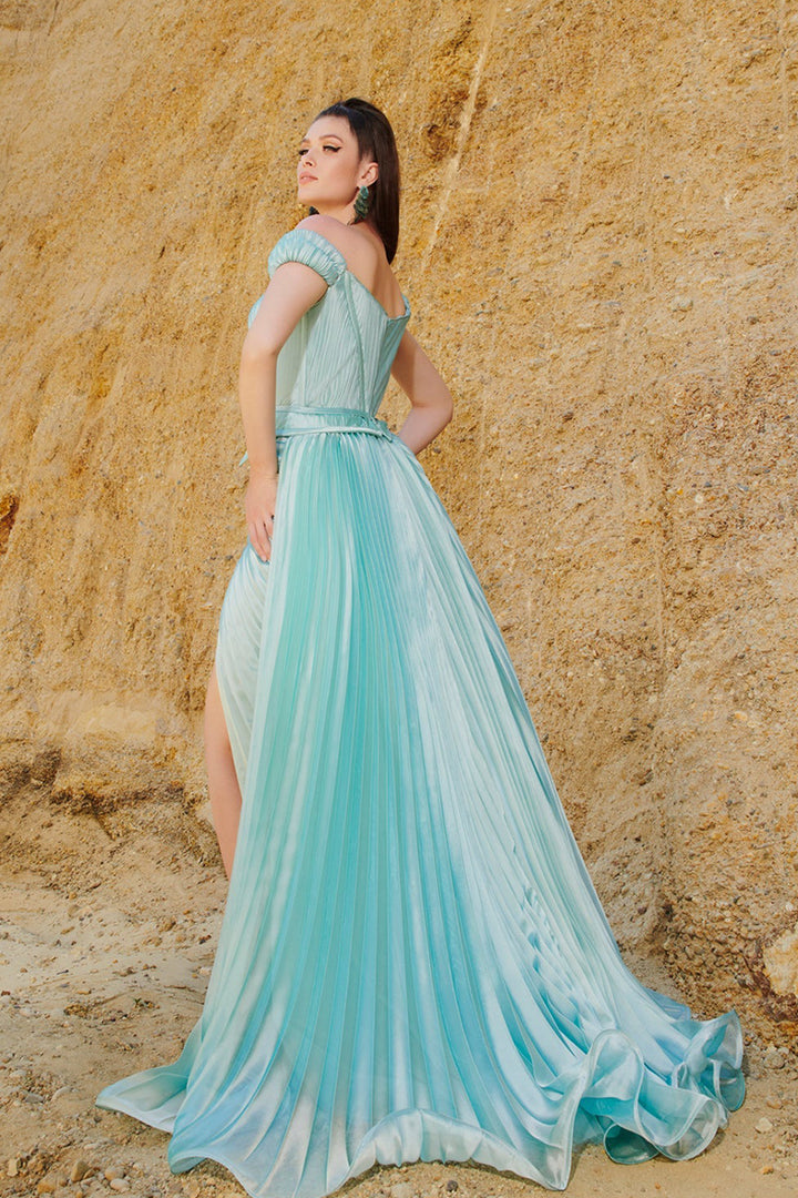 Strapless Roman Chiffon Dress with Corset