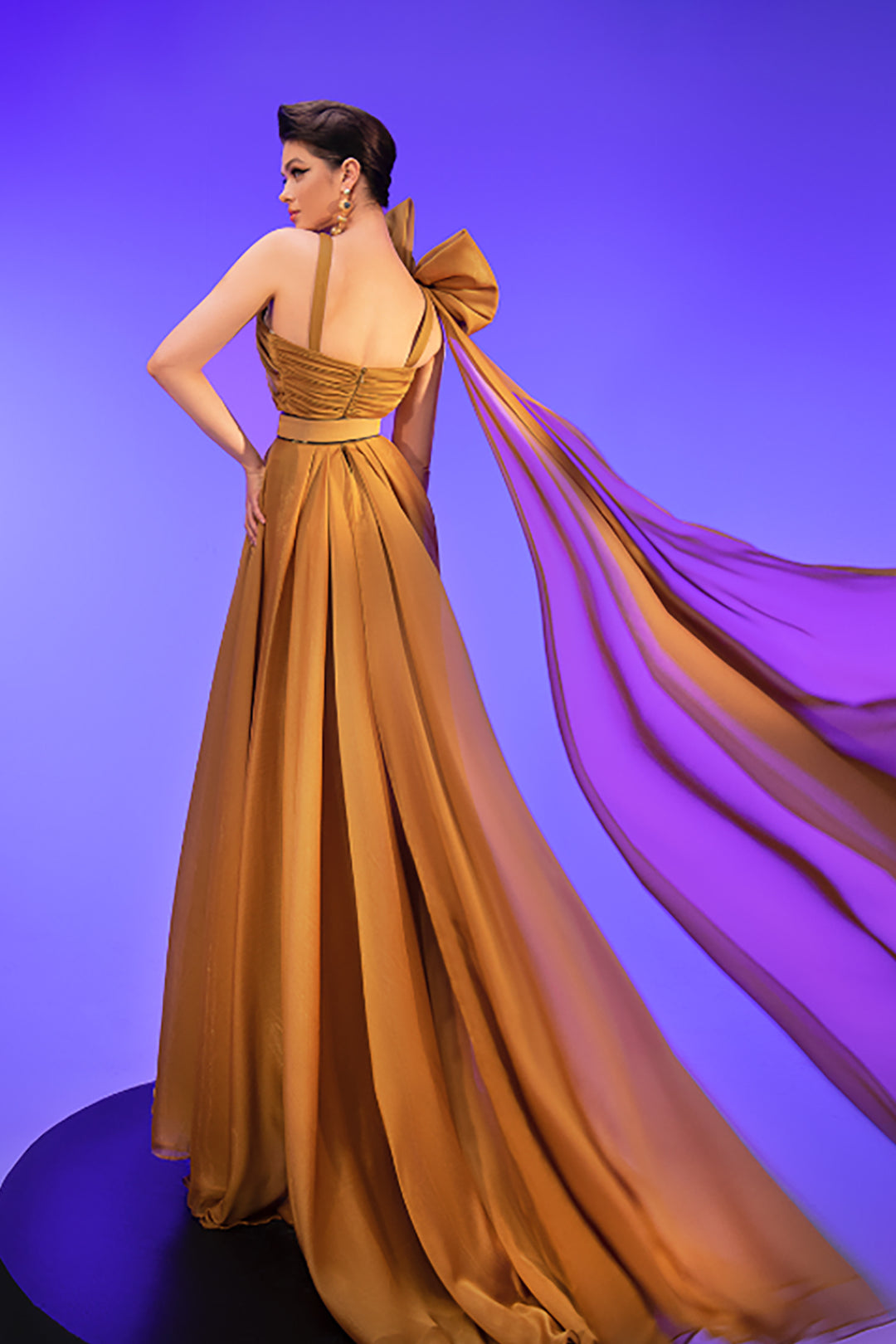 A-Line Chiffon Dress with Embellished Shoulder Tie