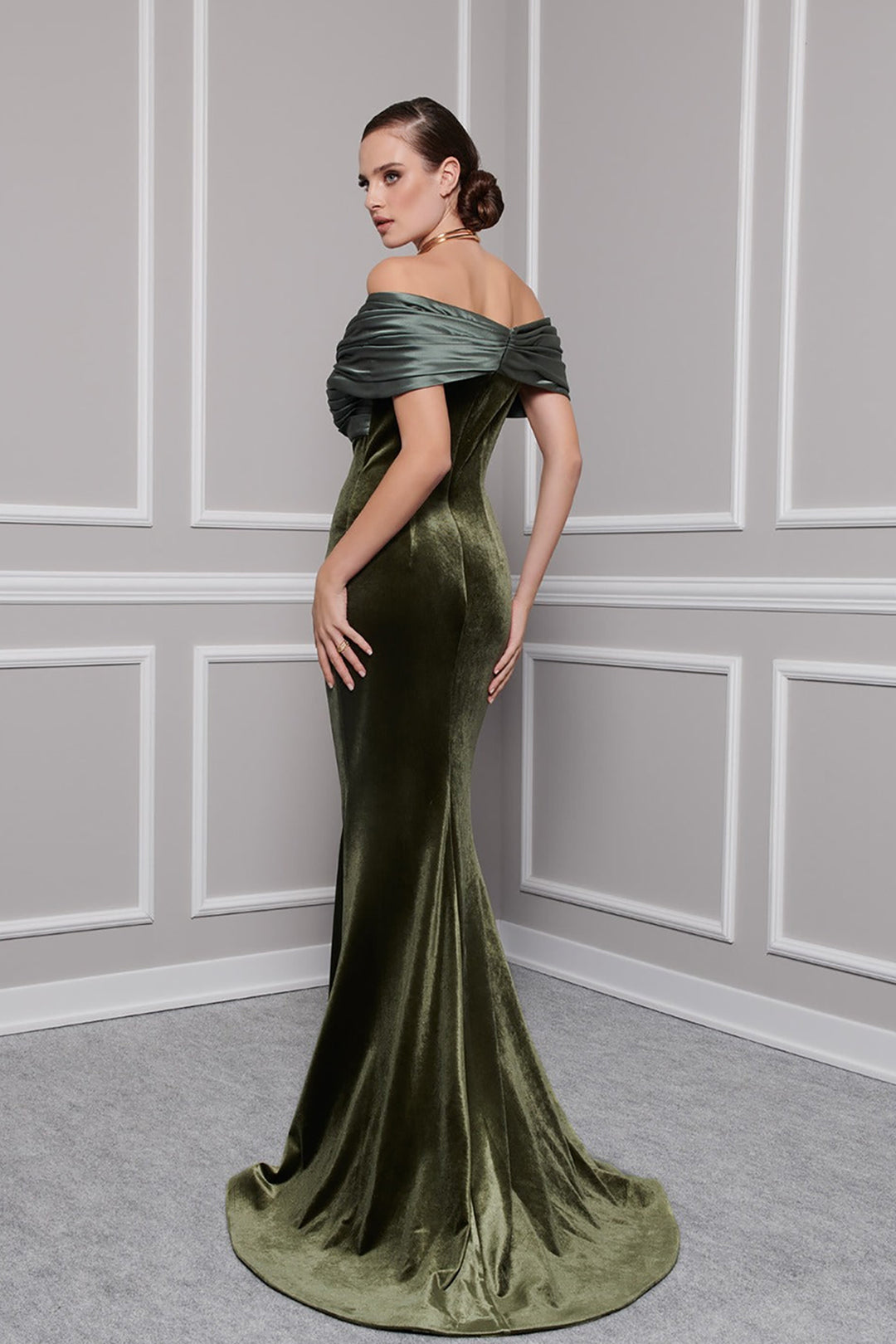 Velvet And Satin Strapless Mermaid Dress