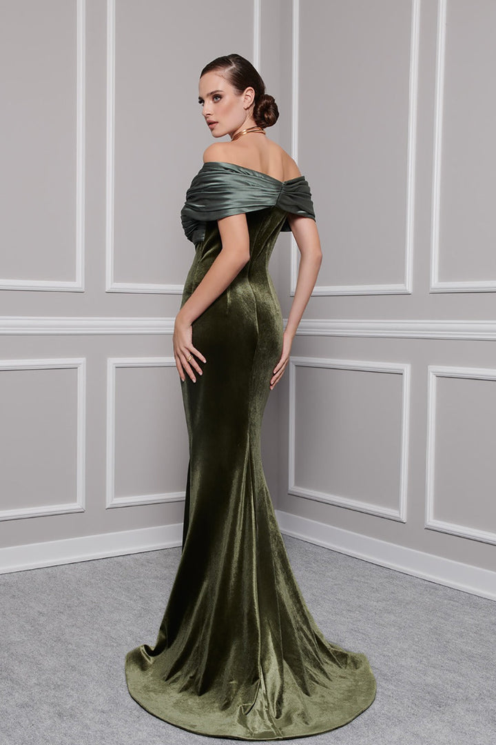 Velvet And Satin Strapless Mermaid Dress