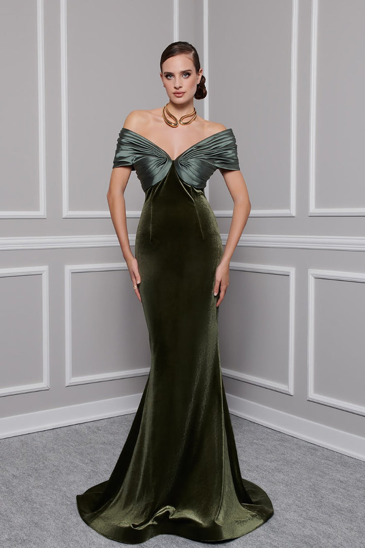Velvet And Satin Strapless Mermaid Dress