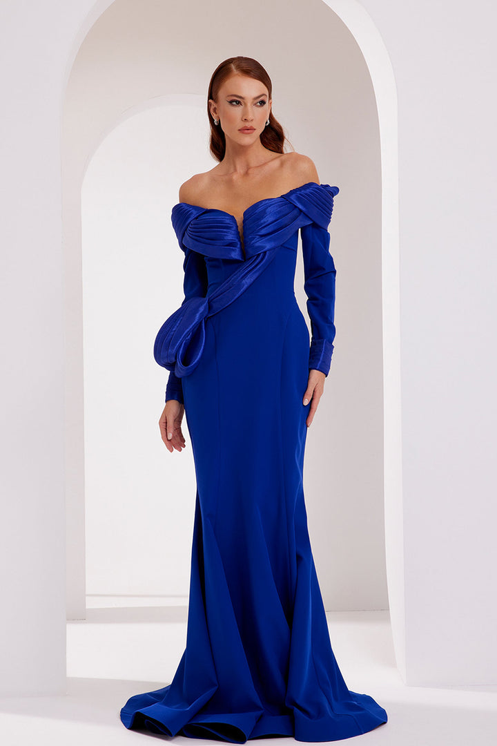 Off-The-Shoulder Mermaid Crepe Dress