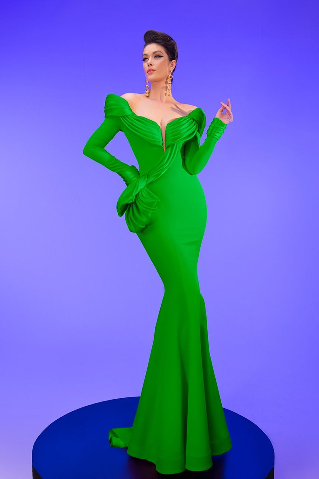 Off-The-Shoulder Mermaid Crepe Dress