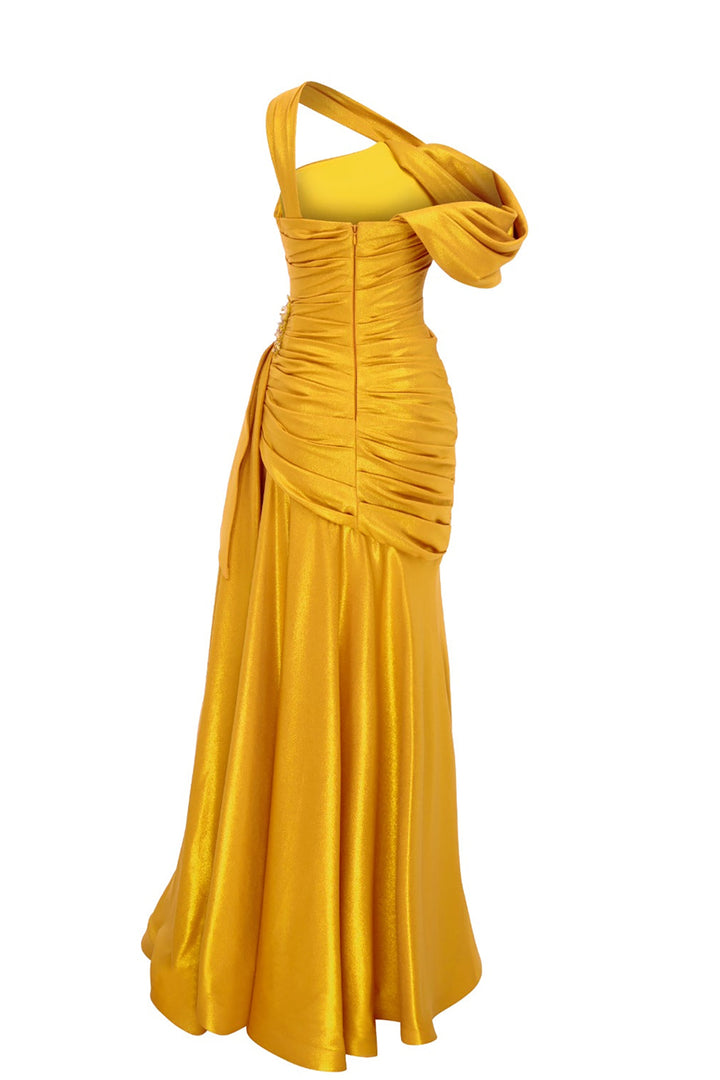 Mermaid Draped Off-The-Shoulder Dress